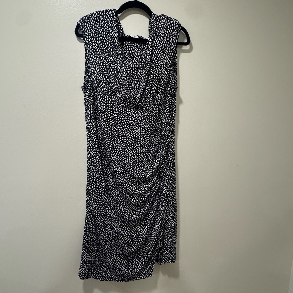 Kenneth Cole New York Black and White Dotted Midi Dress